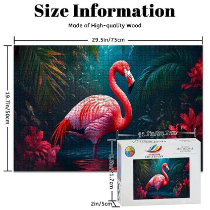 Pink Flamingo Jungle Puzzle:  Wooden Jigsaw Puzzle