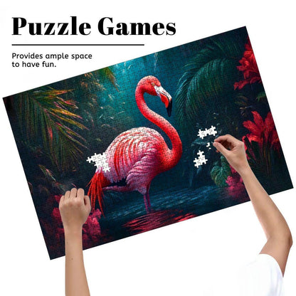 Pink Flamingo Jungle Puzzle:  Wooden Jigsaw Puzzle