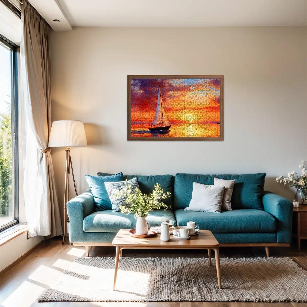 Sailboat Sunset Puzzle:  Wooden Jigsaw Puzzle for Adults