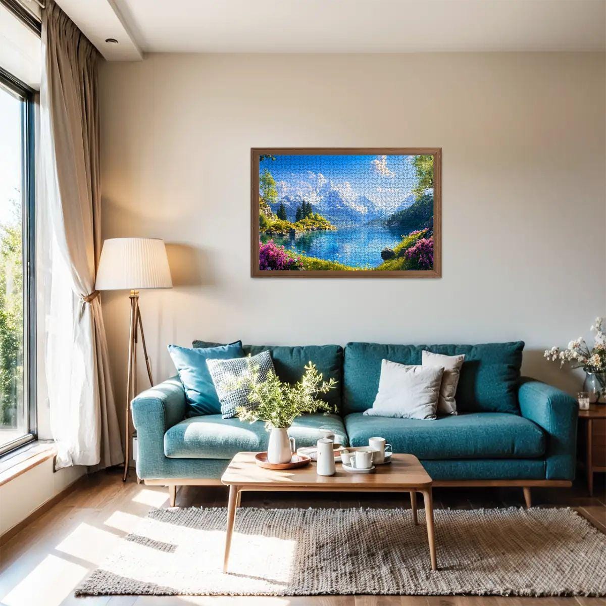 Alpine Lake  Wooden Jigsaw Puzzle: Glossy Mountain View