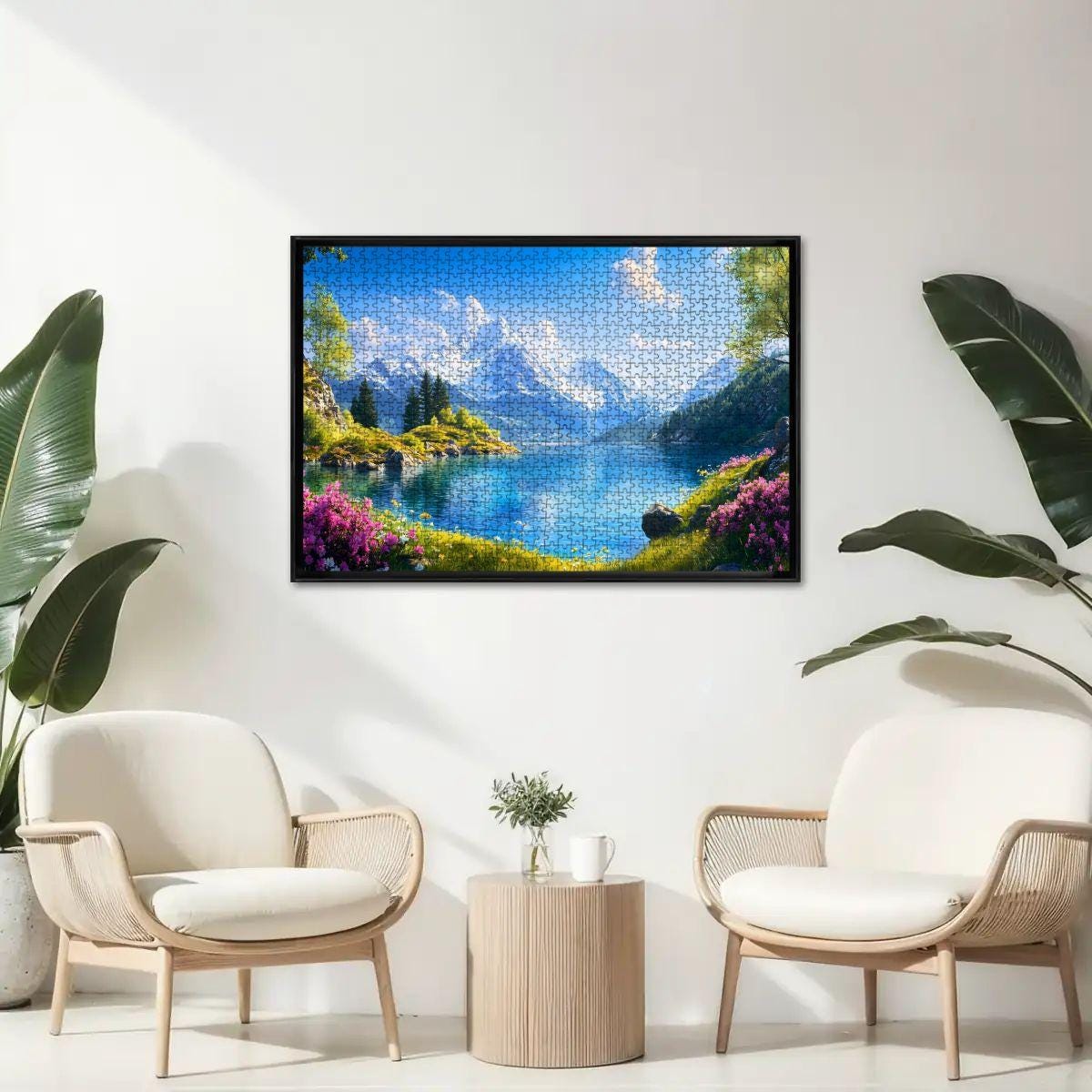 Alpine Lake  Wooden Jigsaw Puzzle: Glossy Mountain View