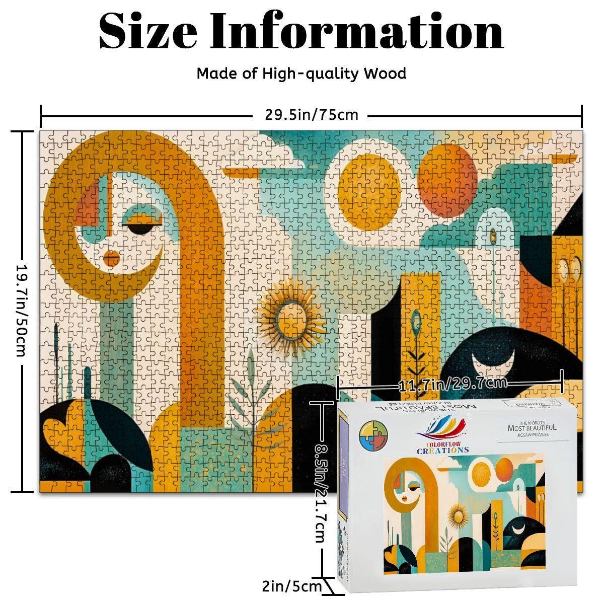 Abstract Face Jigsaw Puzzle: Sun, Moon, Geometric Art -