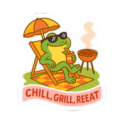 Chill Grill Frog Sticker | Funny Summer BBQ Waterproof Vinyl Decal