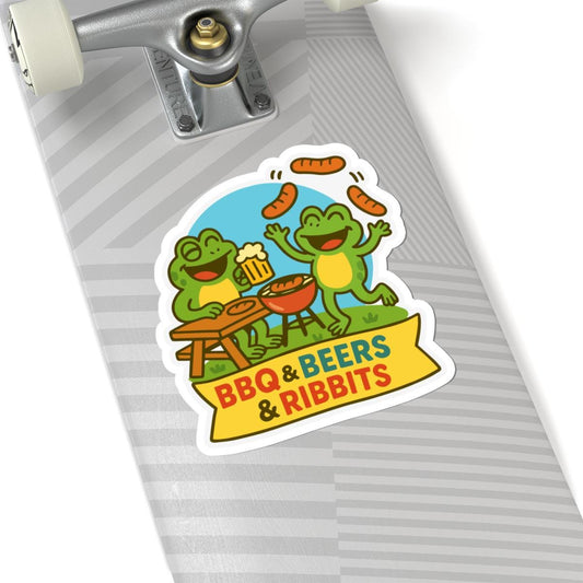 Funny Frog BBQ Sticker | Beer, Barbecue, Ribbits Waterproof Decal