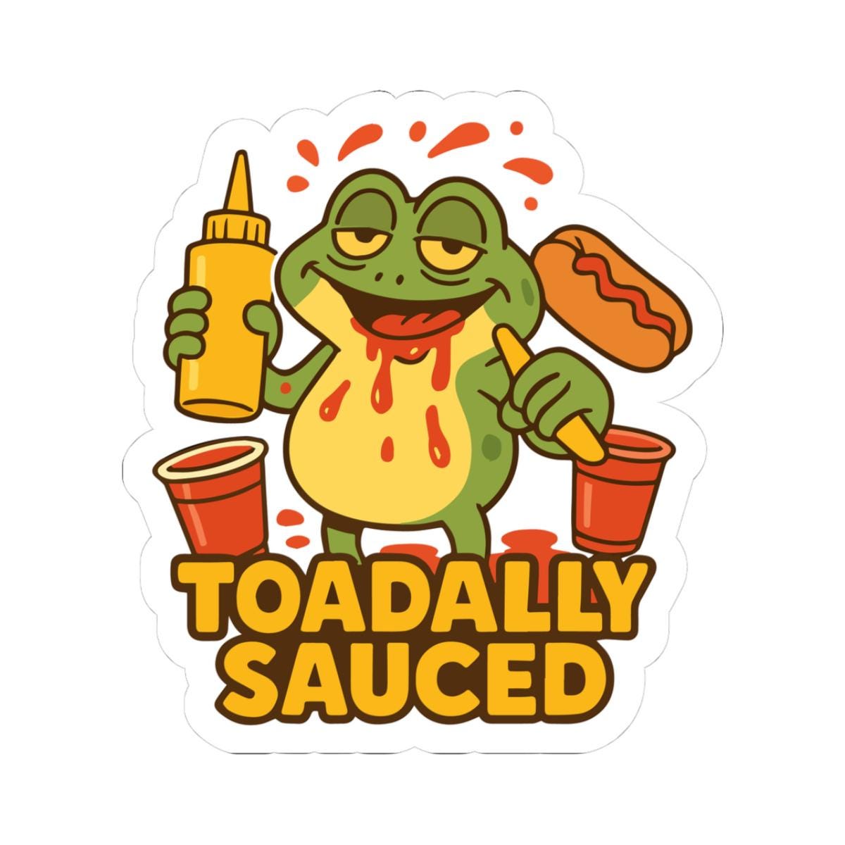 Toadally Sauced Frog Sticker | Funny BBQ Hot Dog Vinyl Decal