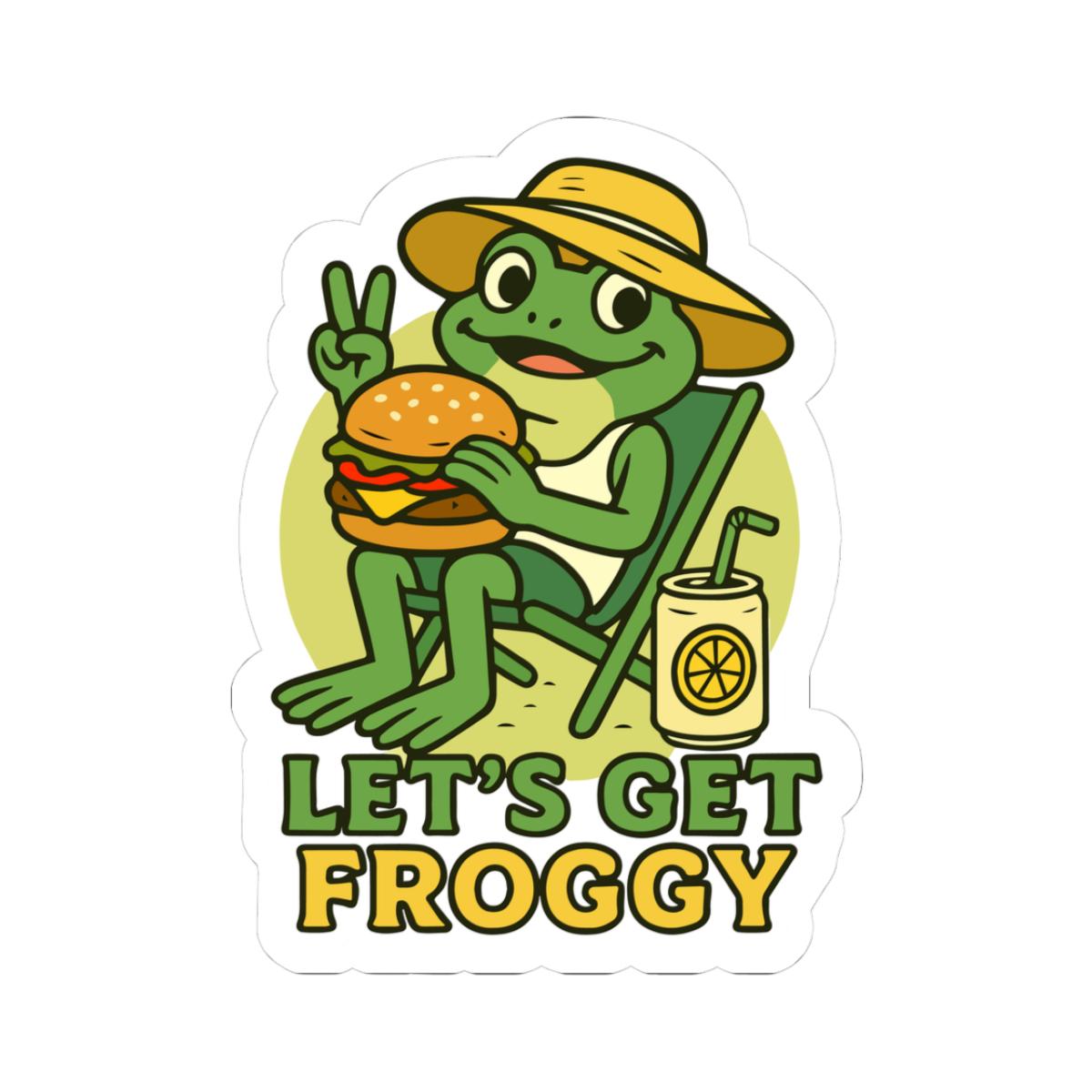 Lets Get Froggy Sticker | Funny Frog Burger BBQ Waterproof Vinyl Decal