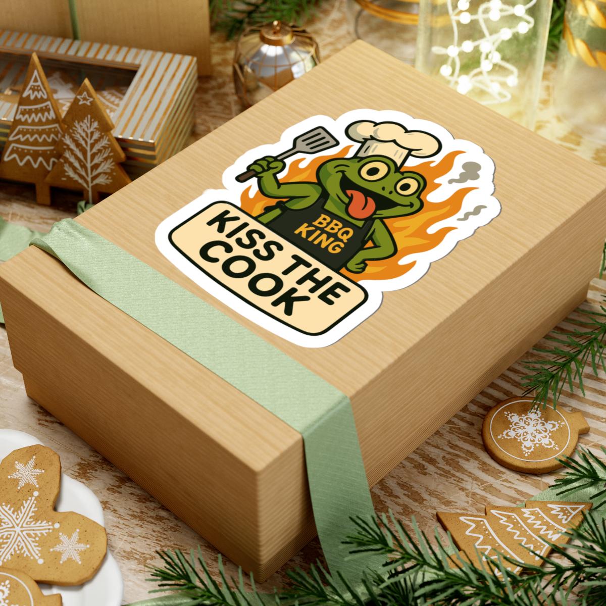 Kiss The Cook Frog BBQ Sticker | Waterproof Grill Vinyl Decal