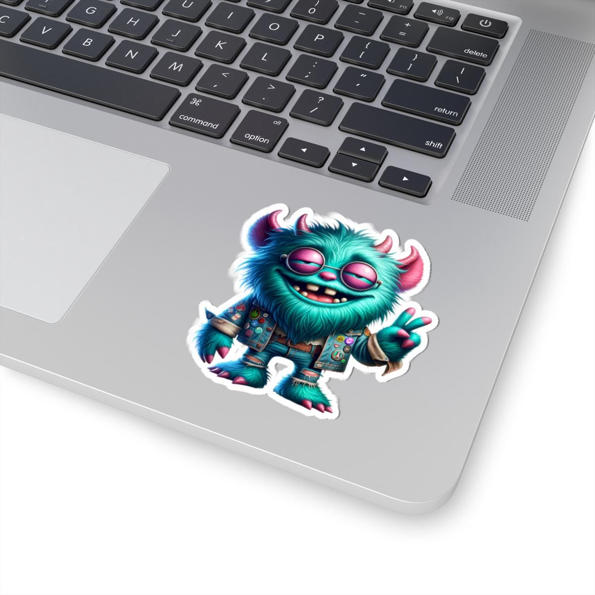 Furry Monster Sticker: Retro Hippie Peace Sign Vinyl Decal