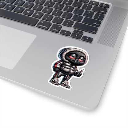 Streetwear Monster Sticker: Black Furry Puffer Jacket - Waterproof Vinyl Decal