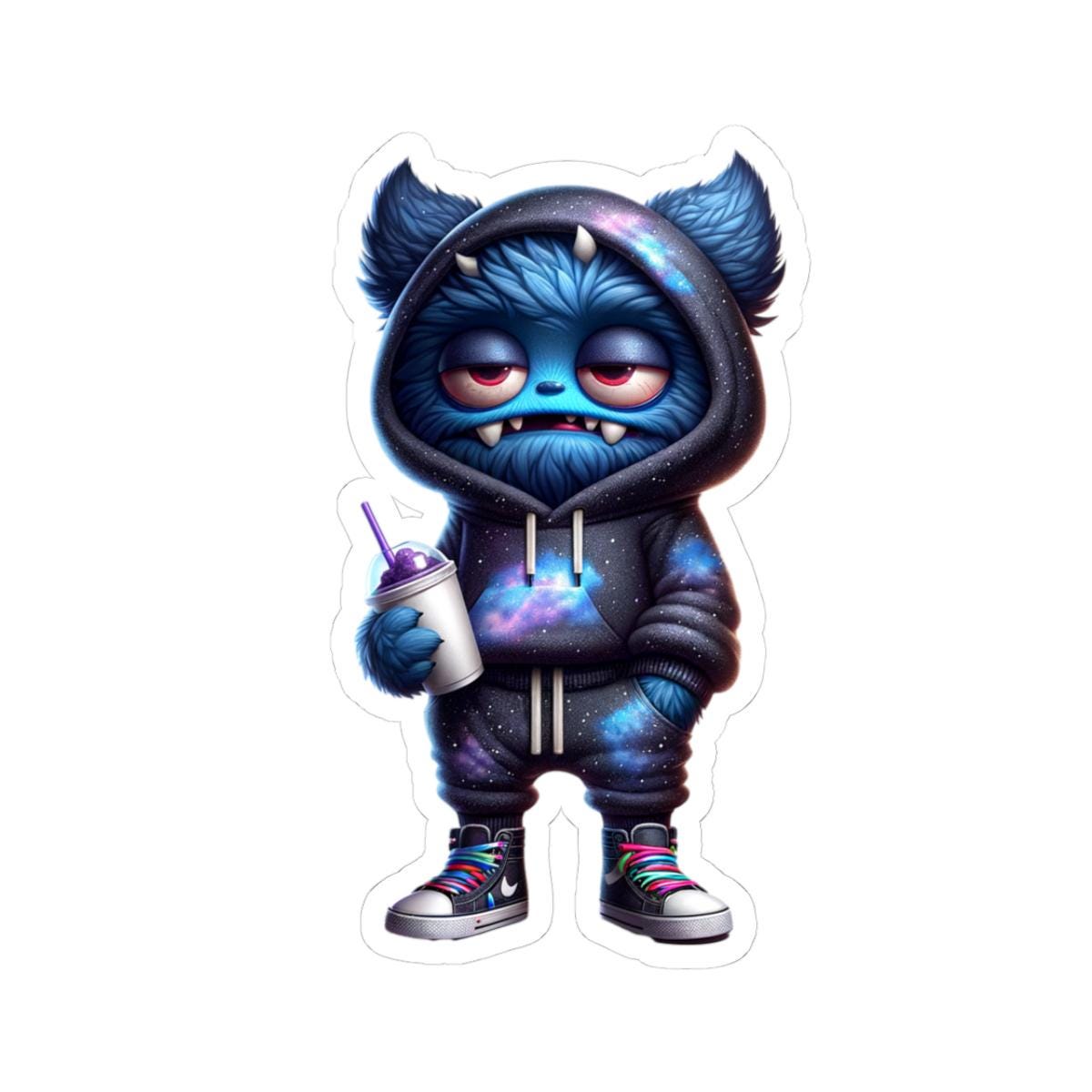 Galaxy Hoodie Monster Sticker: Waterproof Vinyl Decal, Laptop Decor