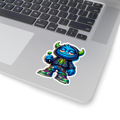 Blue Monster Lollipop Hoodie Sticker: Streetwear Vinyl Decal