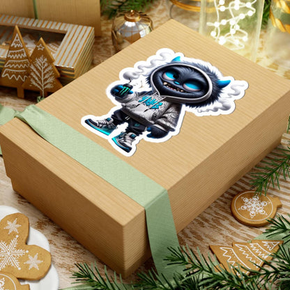 Blue Monster Graffiti Sticker: Urban Streetwear Art