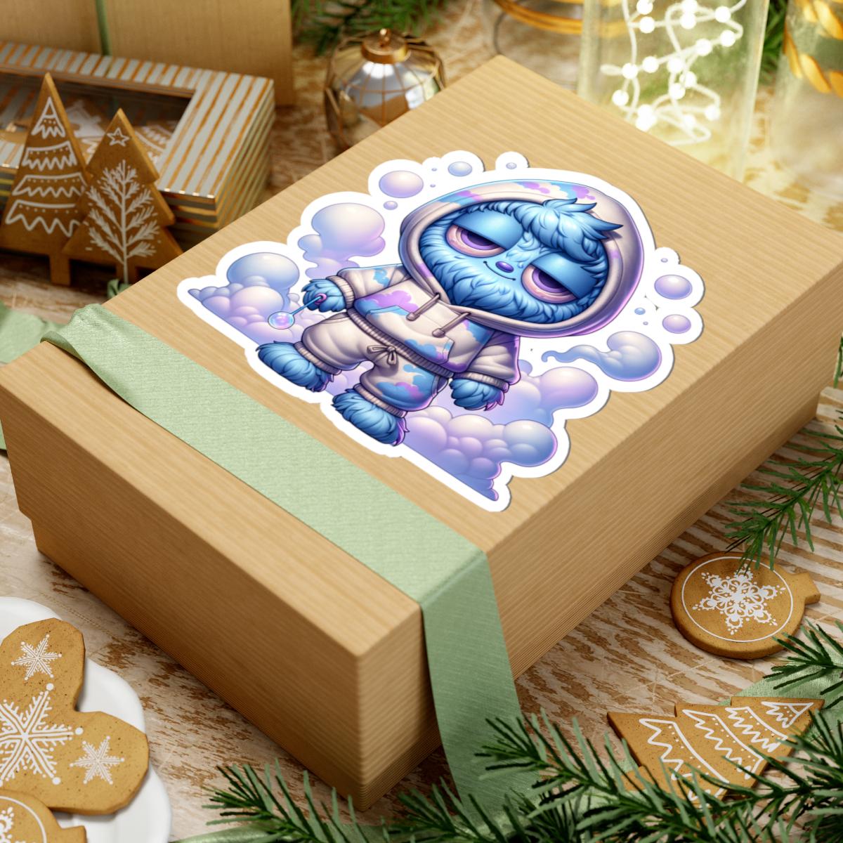 Dreamy Cloud Monster Sticker: Pastel Laptop Decal, Water Bottle Art