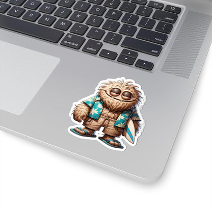 Hawaiian Surfer Monster Sticker: Beach Vibes Art - Laptop, Water Bottle