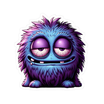 ColorFlow | Fuzzy Blue and Purple Monster Kiss Cut Sticker Cute Character Art for Laptops Water Bottles Journals and More