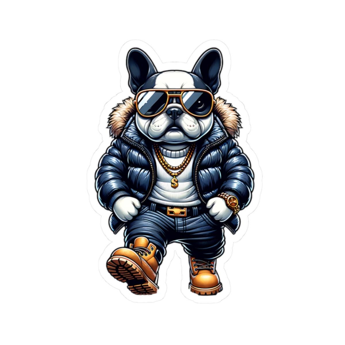 French Bulldog Streetwear Sticker: Urban Dog Art, Waterproof Vinyl
