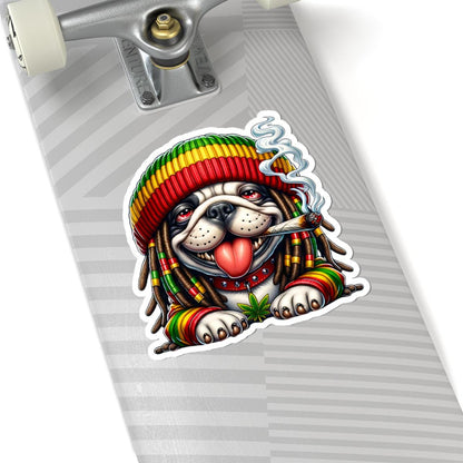 Rasta Bulldog Vinyl Sticker: Reggae Dog Art Decal - Waterproof