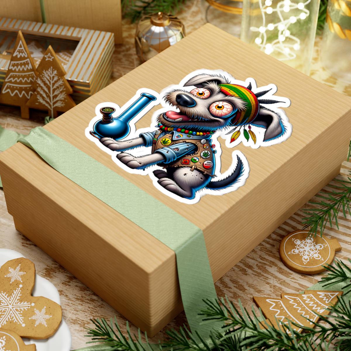 ColorFlow Rasta Terrier Bong Glossy Vinyl Sticker | Kiss Cut or Die Cut | Waterproof Weed Dog Reggae Cannabis Decal for Laptops Cars