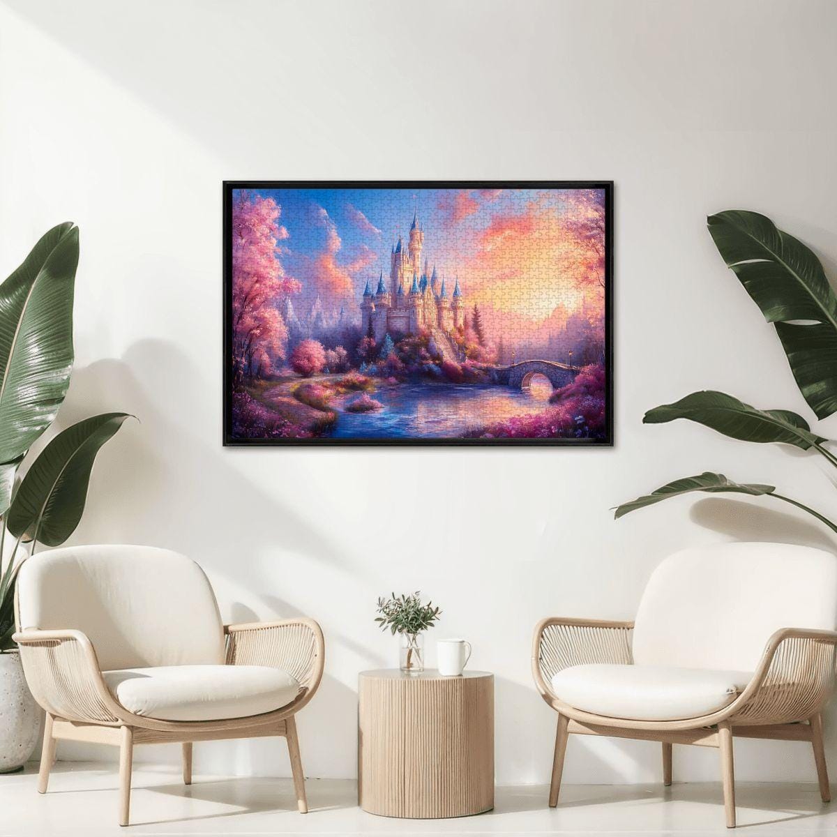 Pastel Fantasy Castle Jigsaw Puzzle: Dreamy Sunset Landscape,