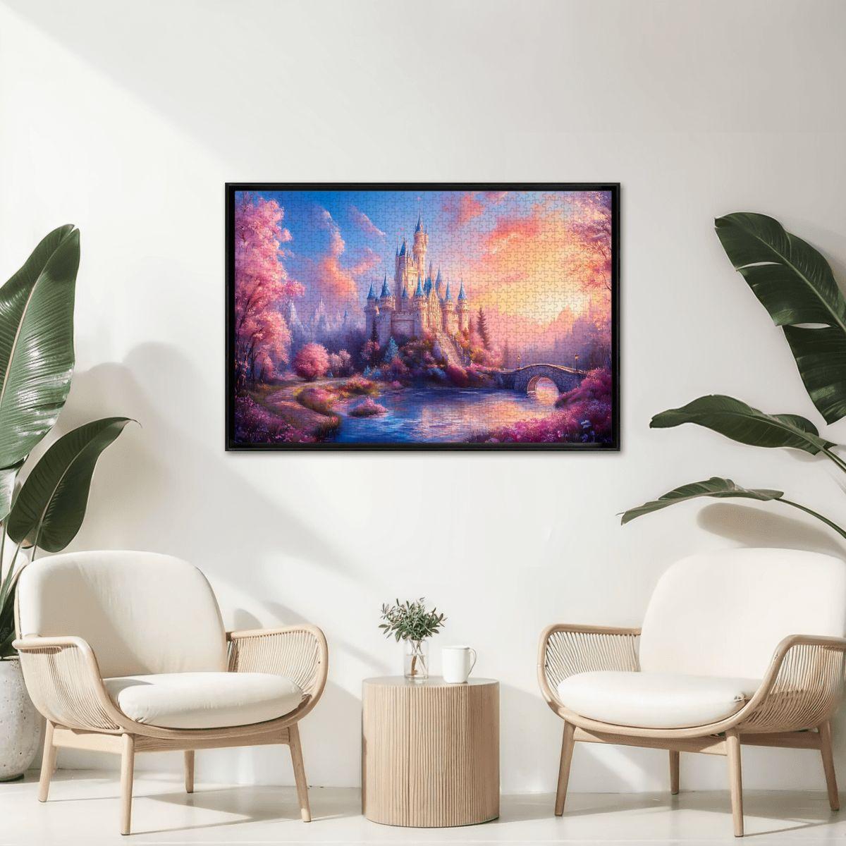Pastel Fantasy Castle Jigsaw Puzzle: Dreamy Sunset Landscape,
