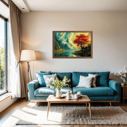 Red Tree Fantasy Landscape Wooden Jigsaw Puzzle -