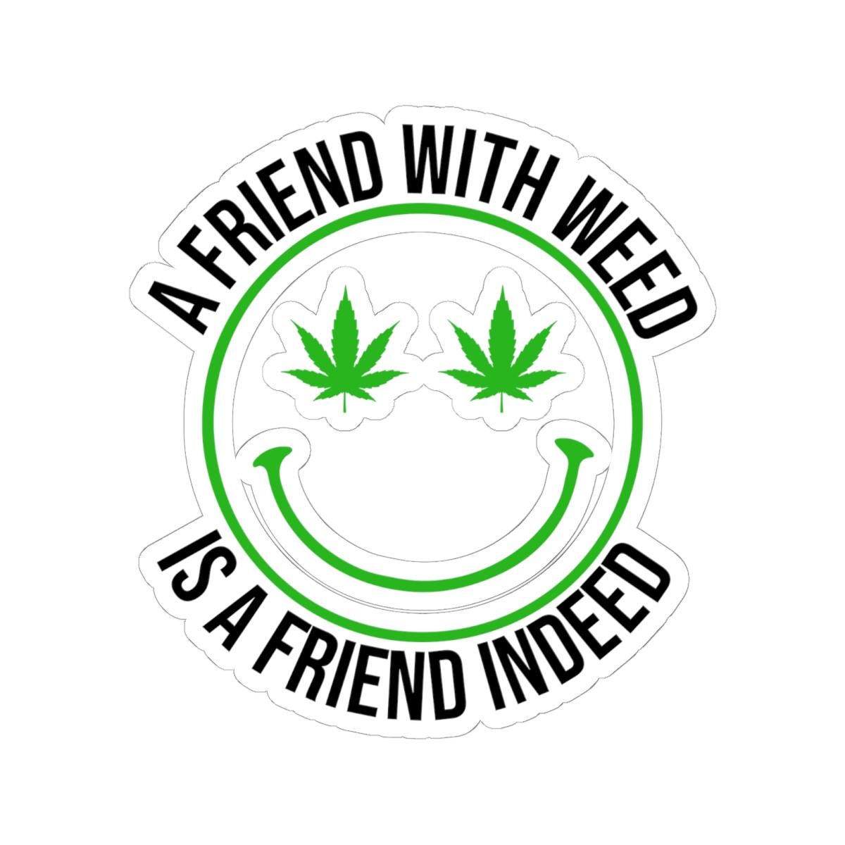 ColorFlow | Funny Weed Smiley Face Sticker Waterproof Stoner Vinyl Decal with Cannabis Eyes for Laptop Water Bottle or 420 Gift Idea