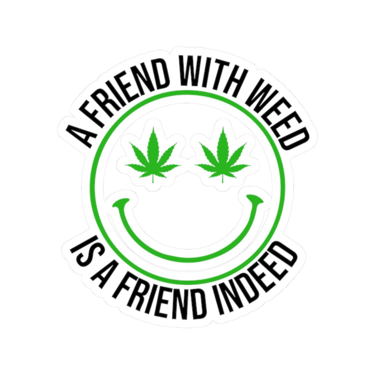 ColorFlow | Funny Weed Smiley Face Sticker Waterproof Stoner Vinyl Decal with Cannabis Eyes for Laptop Water Bottle or 420 Gift Idea