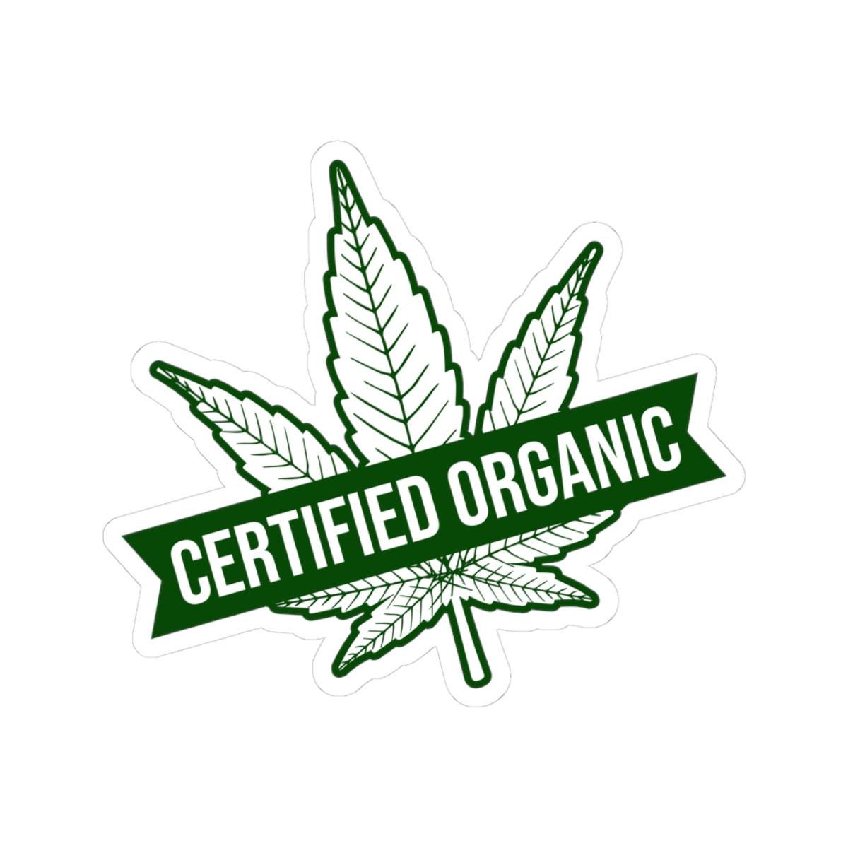 ColorFlow | Certified Organic Weed Sticker Waterproof Cannabis Leaf Vinyl Decal Funny Stoner Label for Laptop Jar Flask Dispensary Use