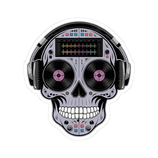 DJ Skull Sticker: Waterproof Vinyl EDM Music Lover Decal