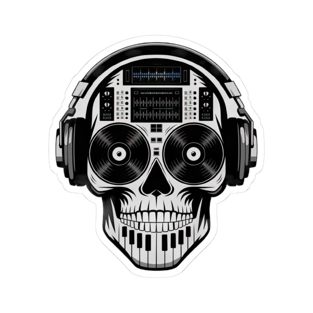 DJ Skull Sticker: Waterproof Vinyl EDM Music Decal