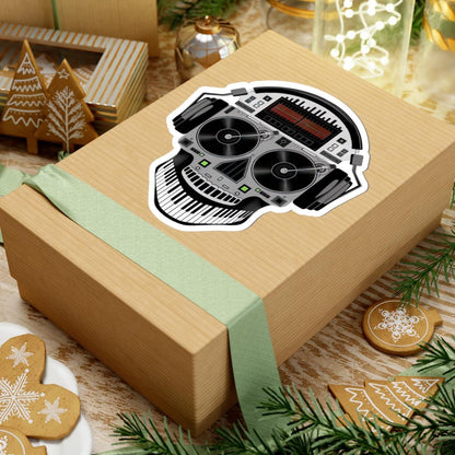 DJ Skull Turntable Sticker: Waterproof Vinyl EDM Music Decal