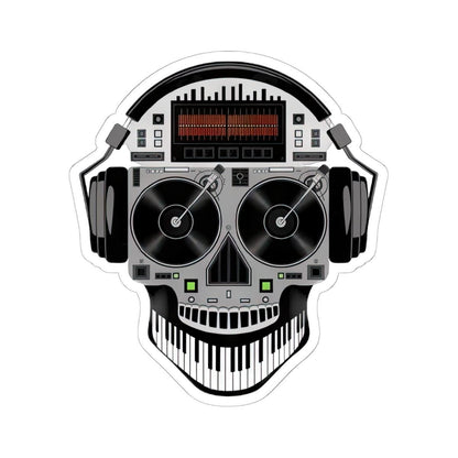 DJ Skull Turntable Sticker: Waterproof Vinyl EDM Music Decal