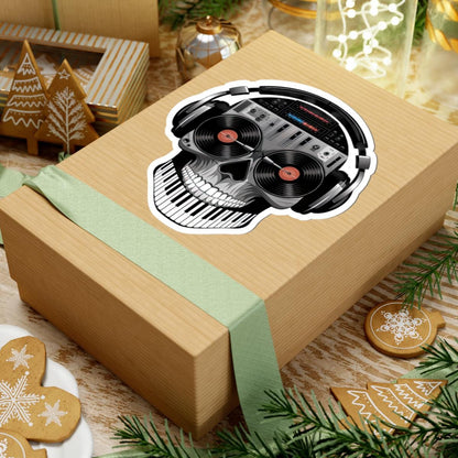 DJ Skull Sticker: Turntable Eyes, Mixer Brain - Waterproof Vinyl Decal