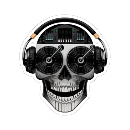 DJ Skull Sticker: Turntable Eyes, Mixer Brain - Waterproof Vinyl Decal