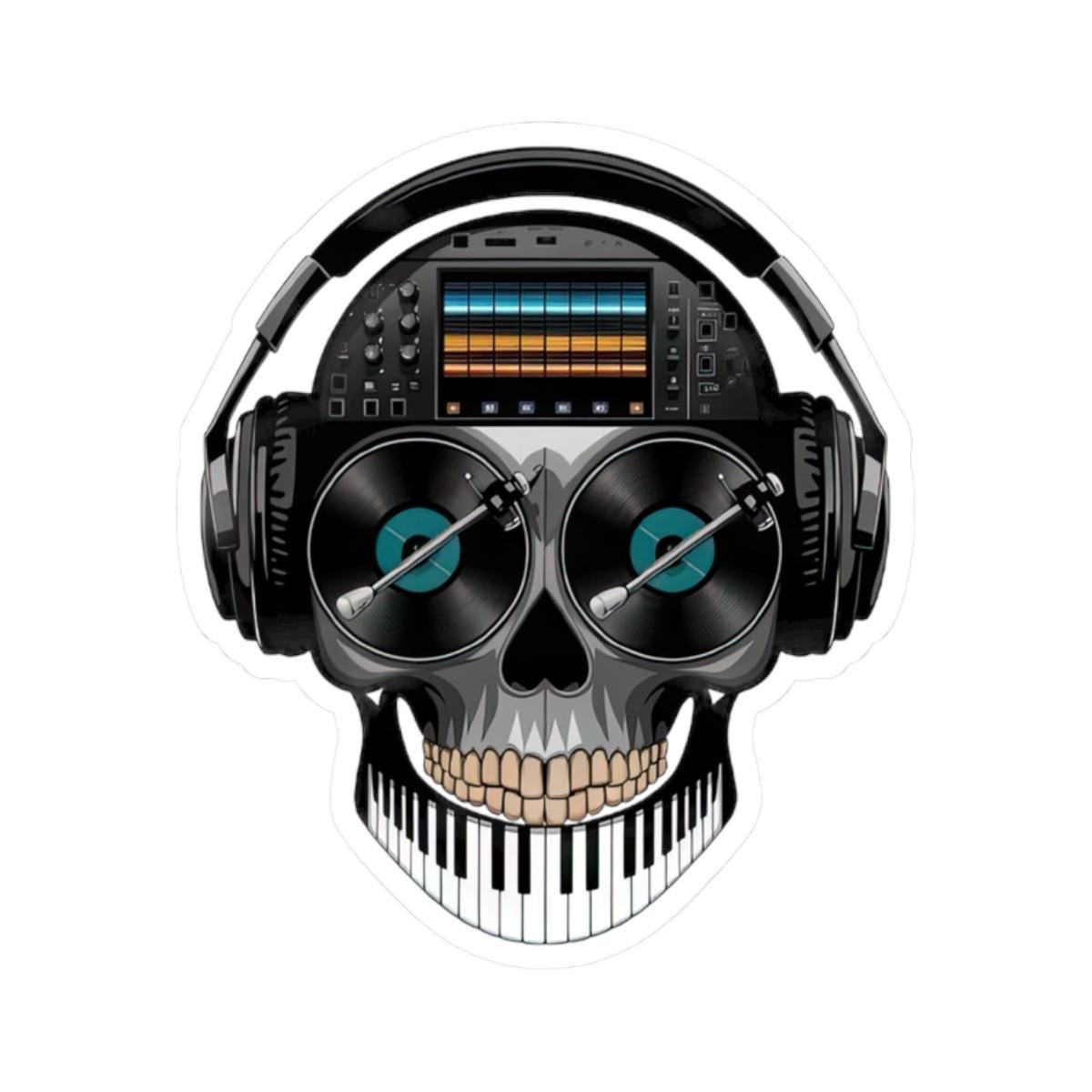 DJ Skull Sticker: Waterproof Vinyl EDM Music Producer Decal