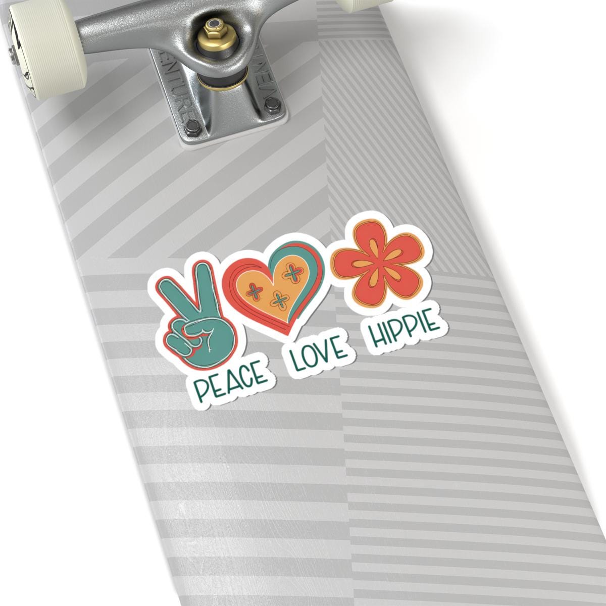 Peace Love Hippie Sticker: Retro 70s Groovy Flower Power Vinyl Decal