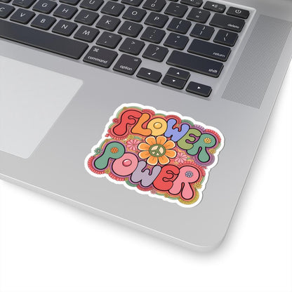 Flower Power Hippie Sticker: Groovy Retro Peace Sign Floral Decal
