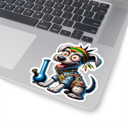 ColorFlow Rasta Terrier Bong Glossy Vinyl Sticker | Kiss Cut or Die Cut | Waterproof Weed Dog Reggae Cannabis Decal for Laptops Cars