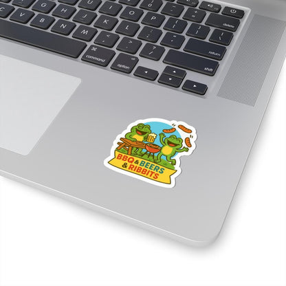 Funny Frog BBQ Sticker | Beer, Barbecue, Ribbits Waterproof Decal