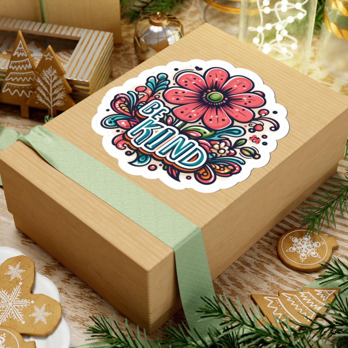 Be Kind Floral Sticker: Groovy Retro Hippie Flower Decal