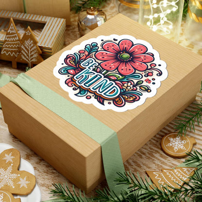 Be Kind Floral Sticker: Groovy Retro Hippie Flower Decal