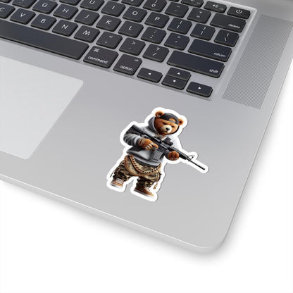 Camo Gangsta Bear Sticker: Hip Hop Teddy Vinyl Decal