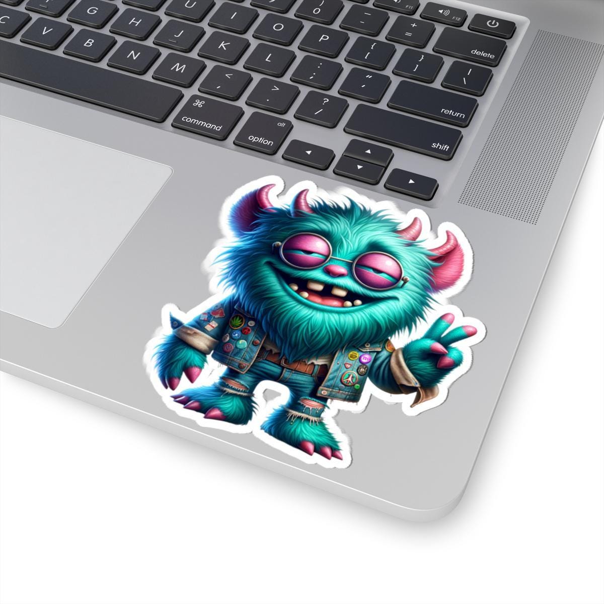 Furry Monster Sticker: Retro Hippie Peace Sign Vinyl Decal