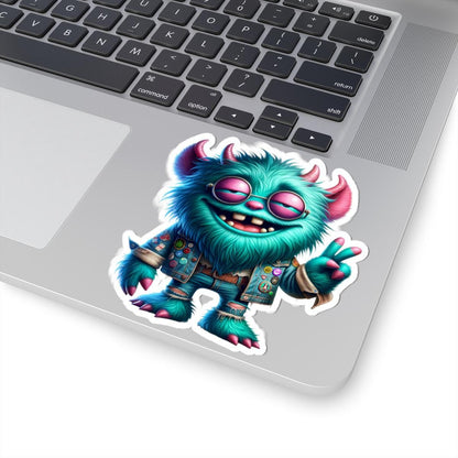 Furry Monster Sticker: Retro Hippie Peace Sign Vinyl Decal