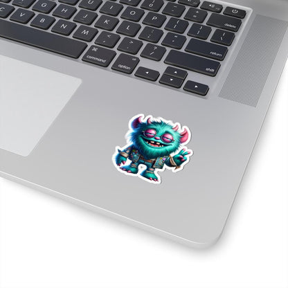 Furry Monster Sticker: Retro Hippie Peace Sign Vinyl Decal