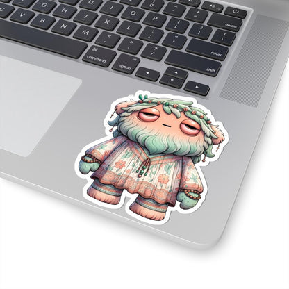 Floral Boho Monster Sticker: Pastel Hippie Character Art