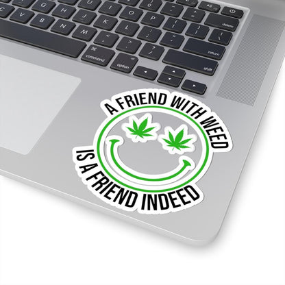 ColorFlow | Funny Weed Smiley Face Sticker Waterproof Stoner Vinyl Decal with Cannabis Eyes for Laptop Water Bottle or 420 Gift Idea