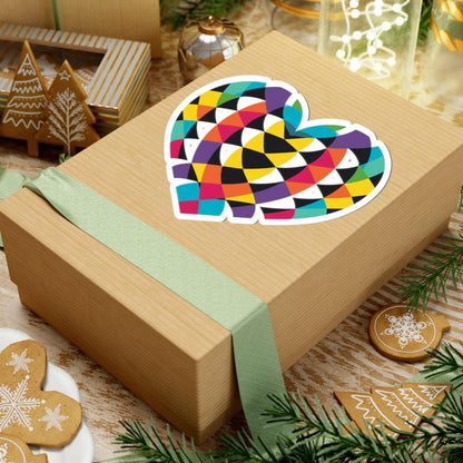 Geometric Rainbow Heart Sticker: Waterproof Vinyl Decal