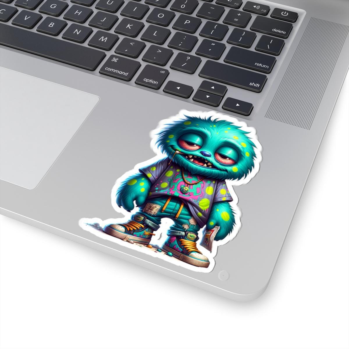 Graffiti Blue Monster Sticker: Urban Street Art Vinyl Decal