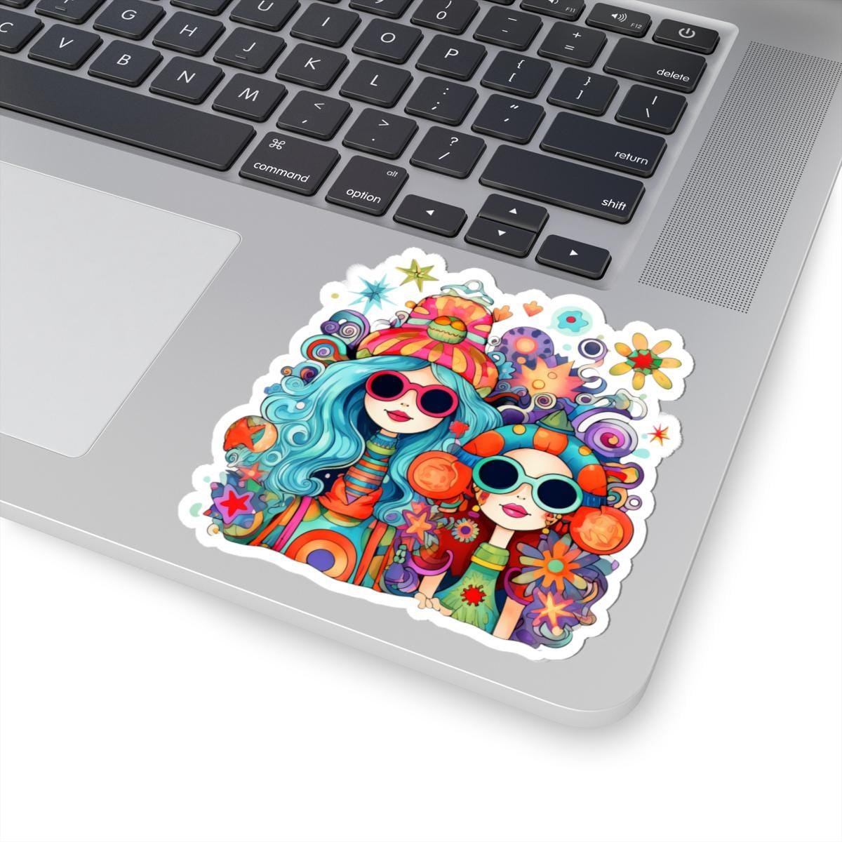 Groovy Hippie Girls Sticker: Retro 70s Waterproof Vinyl Decal